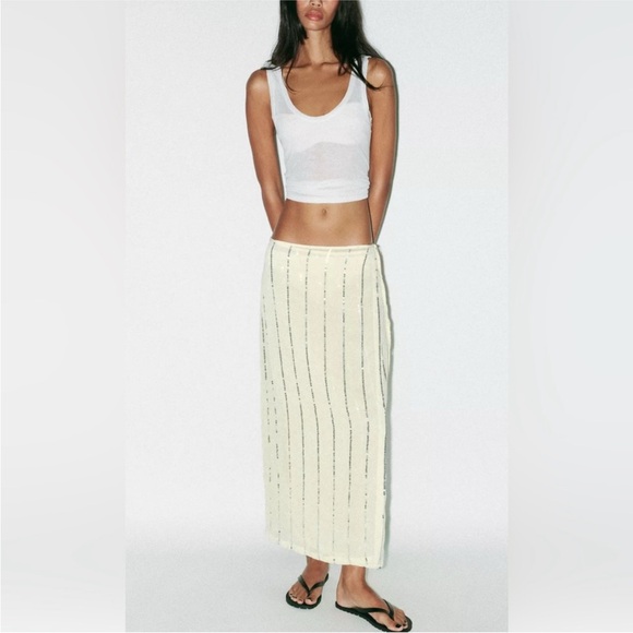 Zara sequin pareo Maxi Skirt - Picture 1 of 2